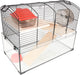 Flamingo hamsterkooi – vitru 1 – hamsterkooi met glazen bodem – complete kooi met looprad, platformen en accessoires – zwart – 51,5x29x40 cm – europese kwaliteit