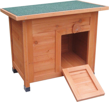 Flamingo konijnenhok – compact konijnenhok voor buiten met nachthok – 53x37x46 cm – konijnenhok domo classic bruin