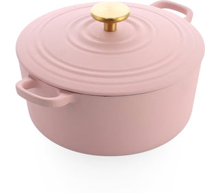 Bk bourgogne braadpan 24cm - 4.2l - zonder pfas-vrije antikleeflaag - braadpan inductie - ovenbestendig tot 230°c - geëmailleerde gietijzer - blush pink