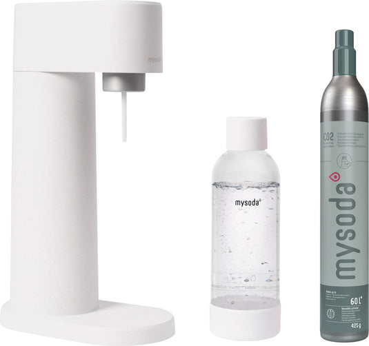 Mysoda woody white - bruiswatertoestel - gemaakt van ecologisch, duurzaam biocomposiet - incl co2 cilinder waterfles