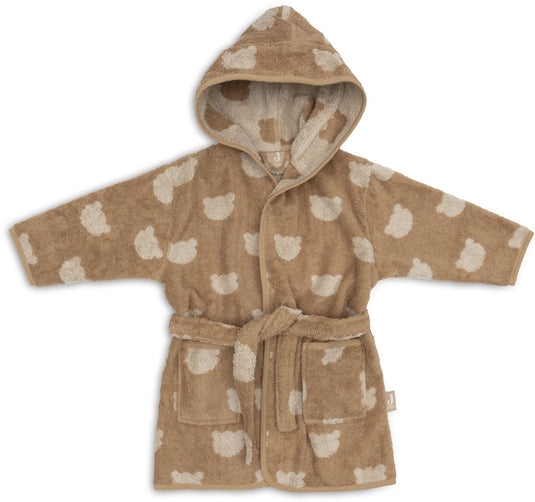 Jollein badjas - 100% badstof - 1-2 jaar - jacquard - teddy bear
