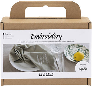 Creativ company mini hobbyset borduren servet dusty groen