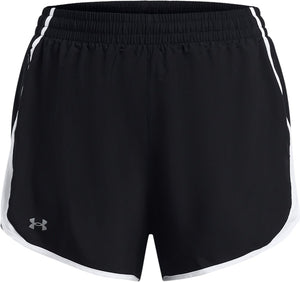 Under armour ua fly by 3'' shorts -blk dames sportbroek - zwart wit reflective