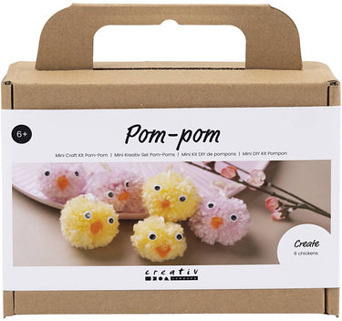 Creativ company mini hobbyset - knutselpakket - 6 pompom kuikens