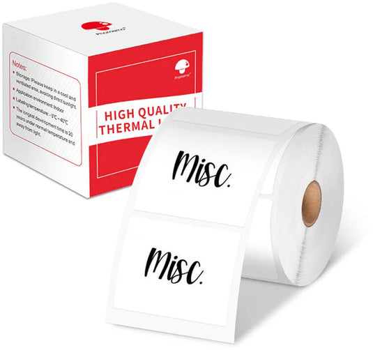 Phomemo labels 30x40mm - vierkante etiketten - 170 stuks - thermisch printen - waterbestendig - sterke adhesie - voor m110 m120 m220 - wit