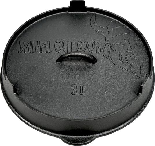 Valhal outdoor - gietijzeren deksel voor skillet koekenpan 30cm - kan ook als grillpan gebruikt worden, vh.lid30