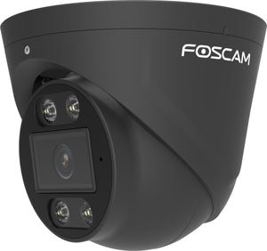 Foscam t5ep beveiligingscamera buiten – 5mp 3k poe ip camera – persoons- en voertuigdetectie – nachtzicht 20m – spotlight sirene – 2-weg audio – ip66 – zwart
