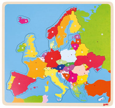 Goki puzzel - europa - 35 stukjes - 32x30x1cm - hout - 5 jaar