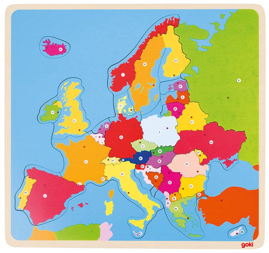 Goki puzzel - europa - 35 stukjes - 32x30x1cm - hout - 5+