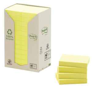 Post-it recycled notes 653-1t 38x51mm pastel geel 100 vel