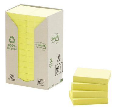 Post-it recycled notes 653-1t 38x51mm pastel geel 100 vel
