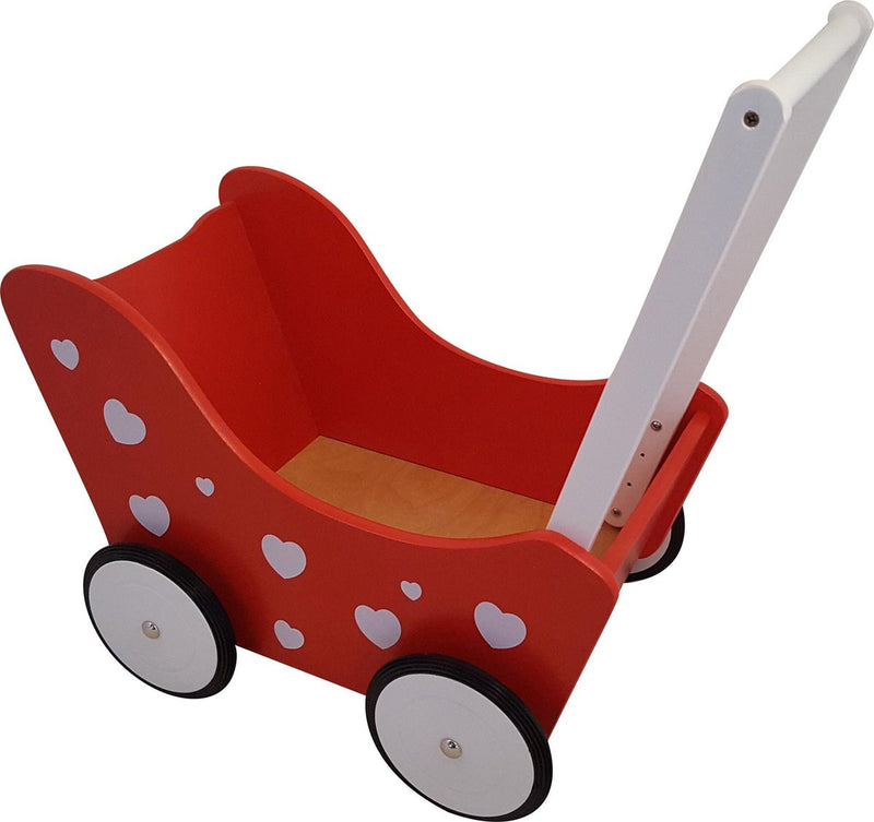 Afbeelding laden in galerijviewer, Playwood poppenwagen rood met hartjes
