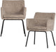 Woood kam eetkamerstoelen - polyester - zand - set van 2