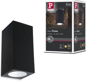 Paulmann led-wandlamp flame ip44 hoekig 58x128 mm 3000k 2x3,5w 2x260lm 230v 75° antraciet aluminium
