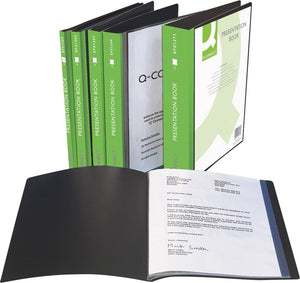 Q-connect kaart met beschrijvingsvak, pp a4, 100 hoesjes, zwart
