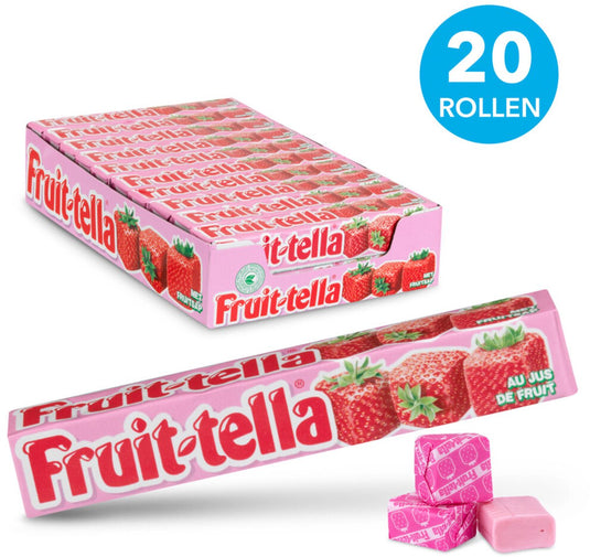 Fruit-tella fruittella strawberry - snoep - vegan - 1x20stuks