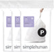 Simplehuman code p afvalzakken - 60 liter - 60 stuks - met trekband - wit