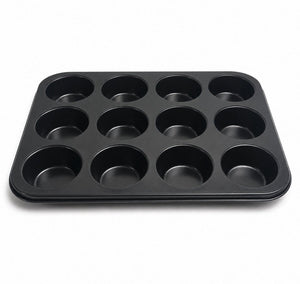 Kozie muffinvorm voor 12 muffins – pfas-vrij – anti-aanbak bakvorm – cupcakevorm – metaal – antraciet