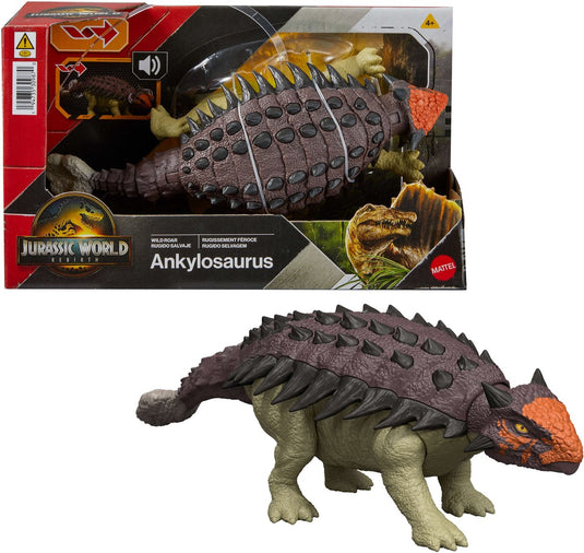 Mattel jurassic world rebirth wild brullende ankylosaurus - met geluid en met de staart gestuurde aanval