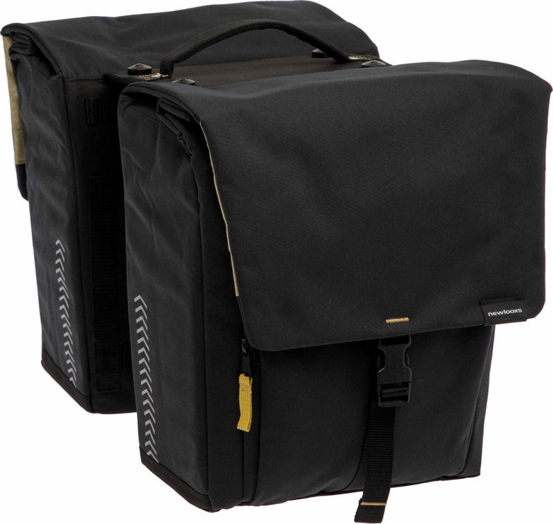 Afbeelding laden in galerijviewer, Burgers - new looxs new looxs ® tulum double mik - dubbele fietstas - 100% gerecycled polyester - geschikt voor elektrische fietsen - voor mik-bagagedrager - afneembare fietstas - 32 liter - zwart
