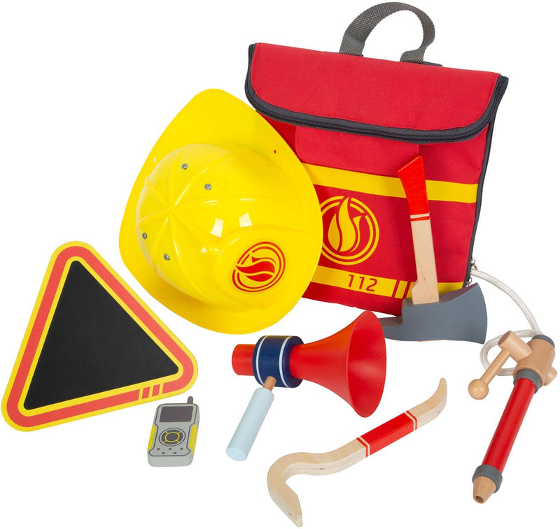 ギャラリービューアに画像をロードする, Small foot - brandweerman rugzak met houten brandweer attributen, 8dlg.
