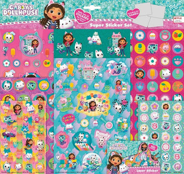 Totum gabby’s poppenhuis super stickerset xl 7 vellen incl. luxe stickers en spelletjes - gabby’s dollhouse speelgoed meisjes en jongens