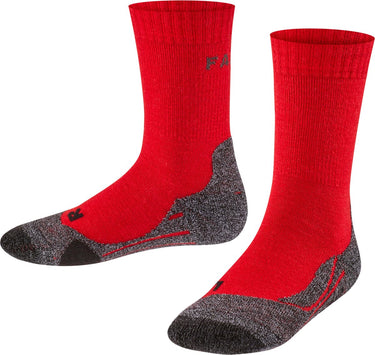 Falke tk2 wandelsokken anti blaren, medium padding merinowol sportsokken kinderen rood - maat 23-26