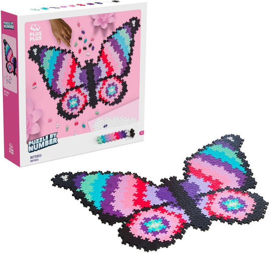 Plus-plus puzzle by number vlinder 800 stukjes - 3915 - puzzel en bouwspeelgoed in één - vanaf 7 jaar