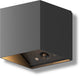 Calex volterra oplaadbare wandlamp kubus - oplaadbaar - up down tuinverlichting - modern - warm wit licht - voor binnen en buiten - waterdicht - eenvoudige installatie - akku en draadloos - usb-c - bewegingssensor - zwart