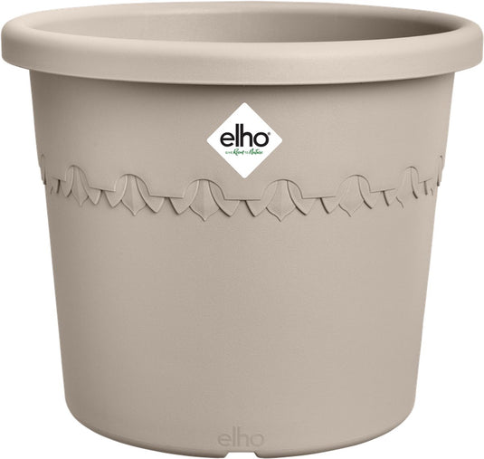 Elho algarve cilindro 48 - bloempot voor buiten - 100% gerecycled plastic - ø 48 x h 29 cm - paddenstoel beige