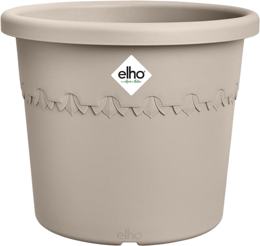 Elho algarve cilindro 48 - bloempot voor buiten - 100% gerecycled plastic - ø 48 x h 29 cm - paddenstoel beige