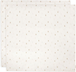 Jollein x nijntje - hydrofiele doek large 115x115cm - inbakerdoek, spuugdoekjes, baby doeken - zacht katoen - happy miffy - nougat - 2 stuks