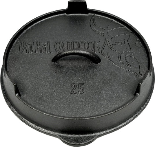 Valhal outdoor - gietijzeren deksel voor skillet koekepan 25cm - kan ook als grillpan gebruikt worden, vh.lid25