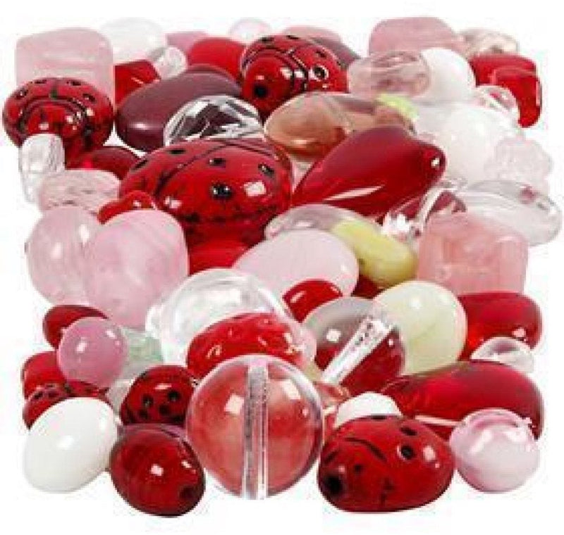 Afbeelding laden in galerijviewer, Creativ company glazen kralen divers lieveheerstbeestje, hart, blaadjes, 60 gram
