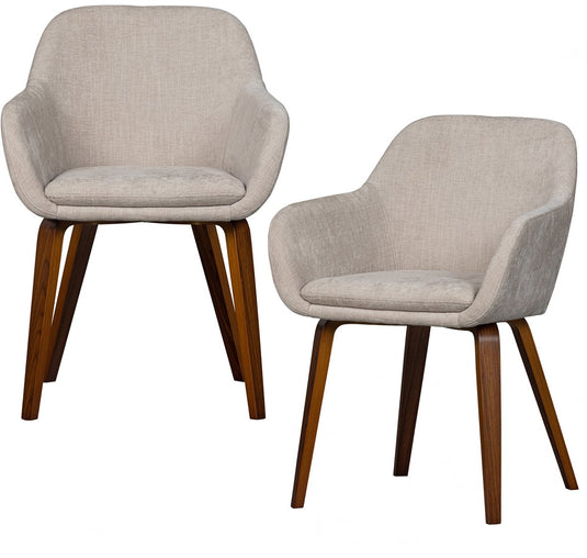 Vtwonen base eetkamerstoelen - velvet stof - zand beige - 80x58x58 cm - set van 2