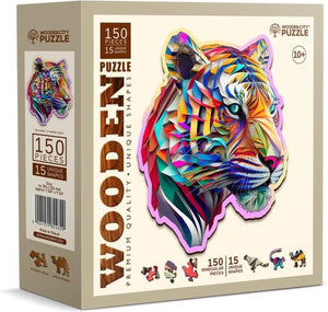 Wooden city houden city puzzel - kleurrijke tijger.