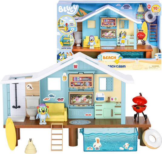 Moose toys bluey - bluey's beach hut speelset met exclusief beeldje en meer dan 10 accessoires