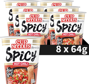 Nissin cup noodles - hot chili spicy noedels - instant noodles - vegan - 8 stuks