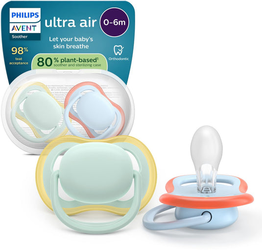 Philips avent ultra air – ademend en lichtgewicht fopspeen (0-6 mnd) – 2 stuks - scf087 01
