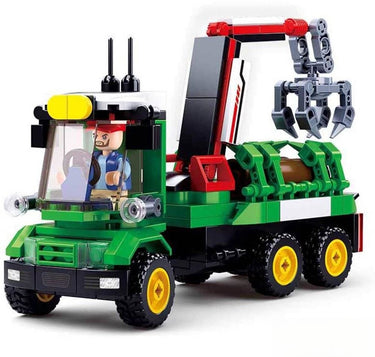 Sluban boomstammenvervoer bouwspeelgoed kinderen vanaf 6 jaar – constructiespeelgoed modelbouw – bouwdoos met 209 bouwstenen – m38-b0778