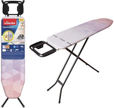 Vileda diamond m strijkplank - groot strijkvlak van 120 x 38 cm - met hittebestendige hoes waardoor ze er langer als nieuw uitziet - zwart