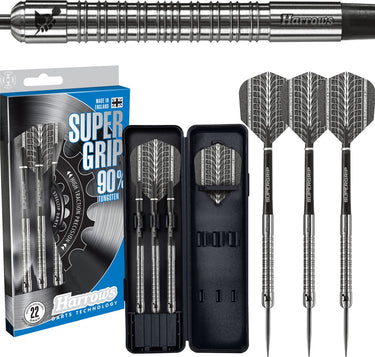 Harrows steeltip darts supergrip – 90% tungsten – 23 gram – professionele dartpijlen met maximale grip – competitie training –