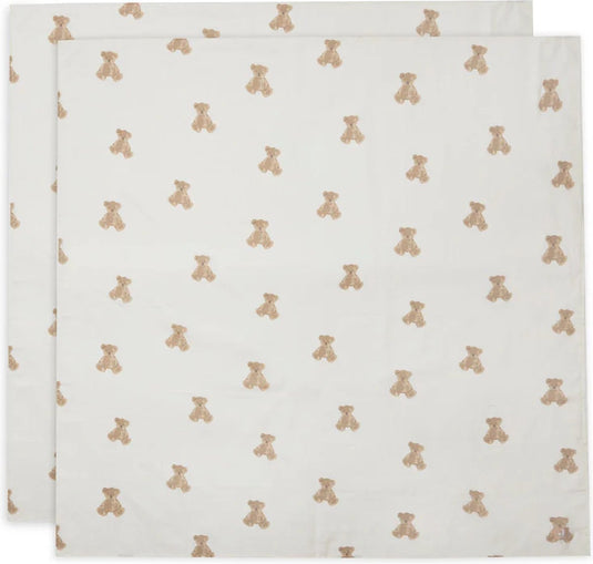 Jollein hydrofiele doek large 115x115cm teddy bear- 2 stuks