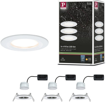 Paulmann led-inbouwlamp nova coin basisset star ip44 rond 78 mm coin 3x6w 3x470lm 230v 2700k wit mat