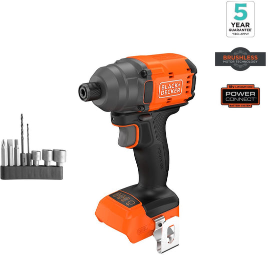 Black+decker 18v brushless slagschroevendraaier met bits (zonder accu en lader) - blim78n-xj