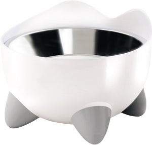 Catit ca pixi elevated feeding dish - met 2 rvs schalen - 200ml - 10x13,5cm wit