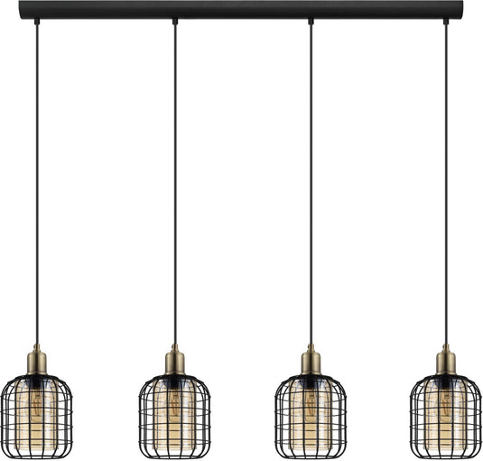 Eglo chisle hanglamp - e27 - 130 cm - zwart gebronsd amber