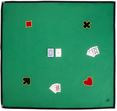 Engelhart kaartkleed – 150 x 150 cm – 100% katoen – met 4 applicaties – wasbaar – extra groot speelkleed voor kaartspellen en spelavonden –