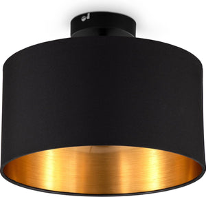 B.k.licht - plafondlamp - zwart-gouden - rond - decoratieve lamp - met e27 fitting - ø30cm