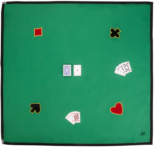 Engelhart kaartkleed – 120 x 120 cm – 100% katoen – met 4 applicaties – wasbaar – speelkleed voor kaartspellen en spelavonden –